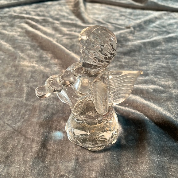 VTG Clear Glass Angel Figurine Playing Violin - Picture 4 of 5